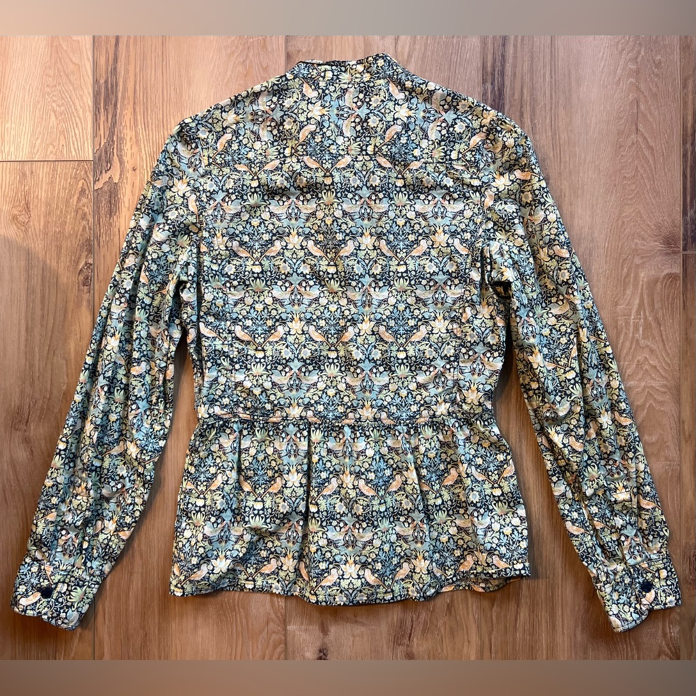 WHYRED Stockholm Liberty-Style Bird Print Blouse Scandinavian Art Nouveau Floral - Picture 3 of 16